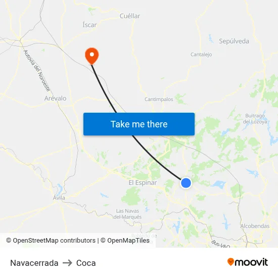 Navacerrada to Coca map