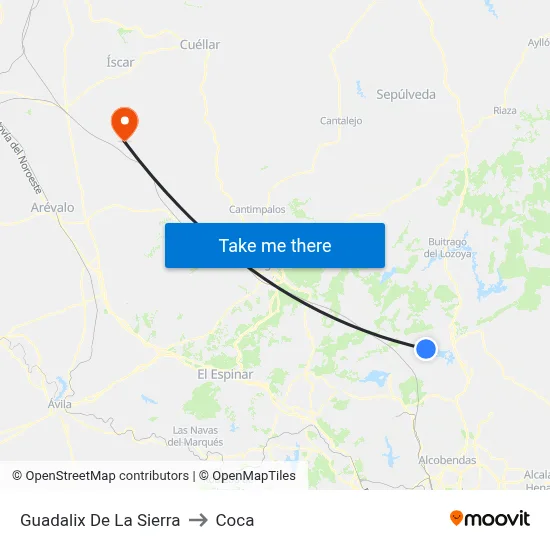 Guadalix De La Sierra to Coca map