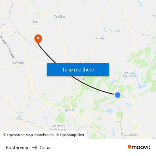Bustarviejo to Coca map
