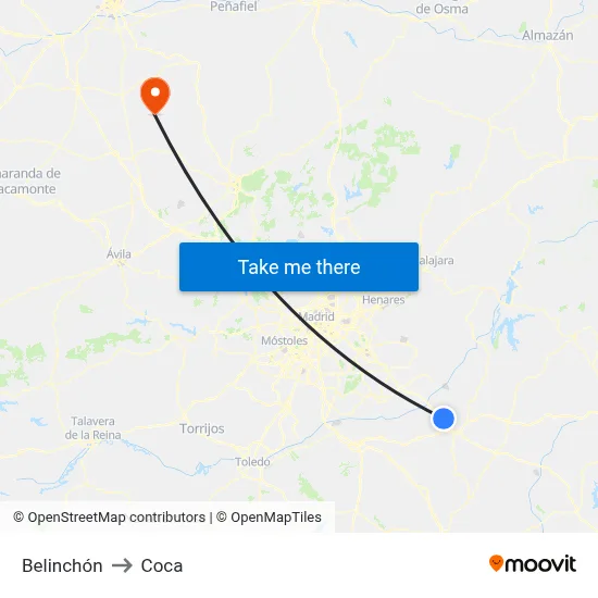 Belinchón to Coca map