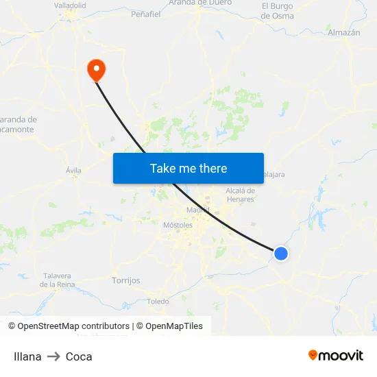 Illana to Coca map