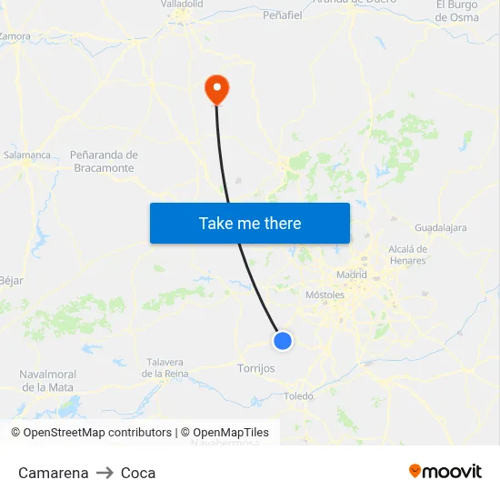 Camarena to Coca map