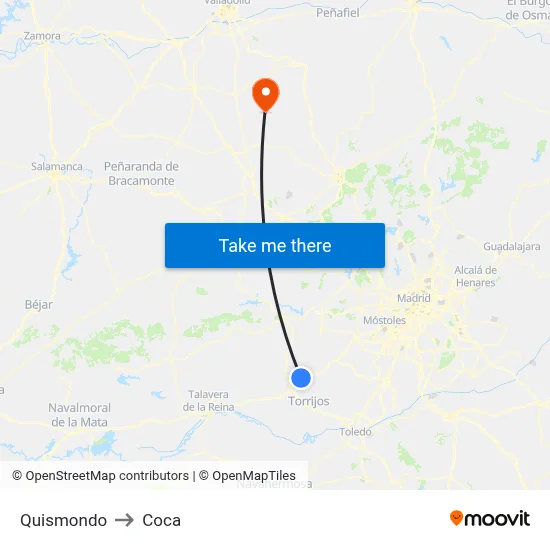 Quismondo to Coca map