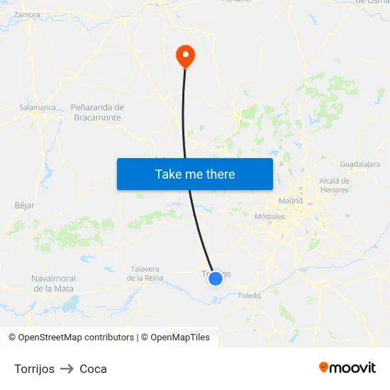 Torrijos to Coca map