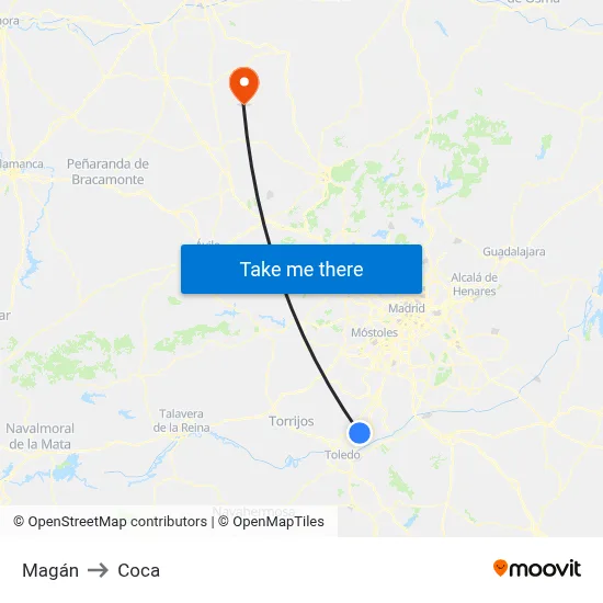 Magán to Coca map