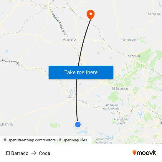 El Barraco to Coca map