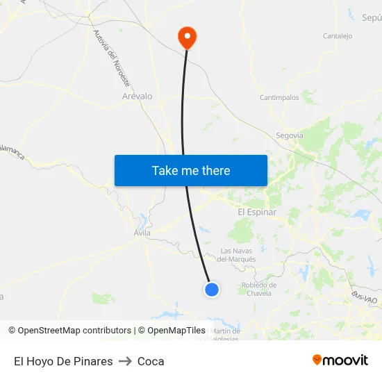 El Hoyo De Pinares to Coca map