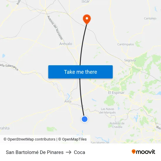 San Bartolomé De Pinares to Coca map