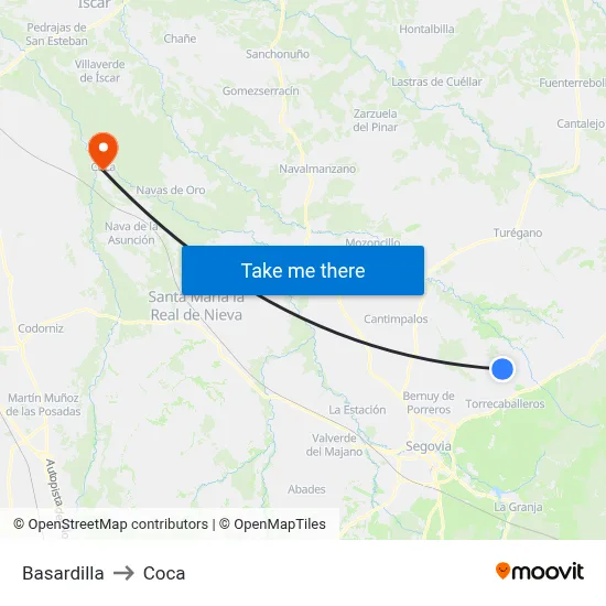 Basardilla to Coca map