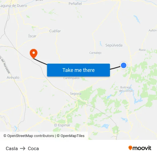 Casla to Coca map