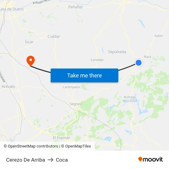 Cerezo De Arriba to Coca map