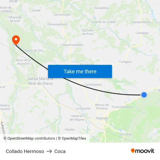 Collado Hermoso to Coca map