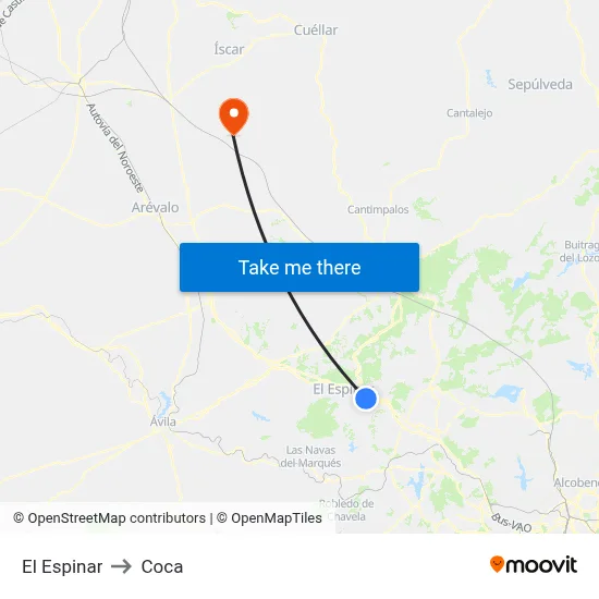 El Espinar to Coca map