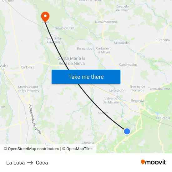 La Losa to Coca map