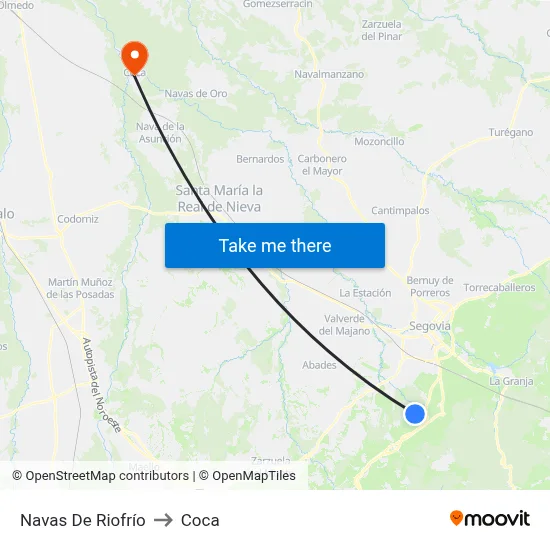 Navas De Riofrío to Coca map