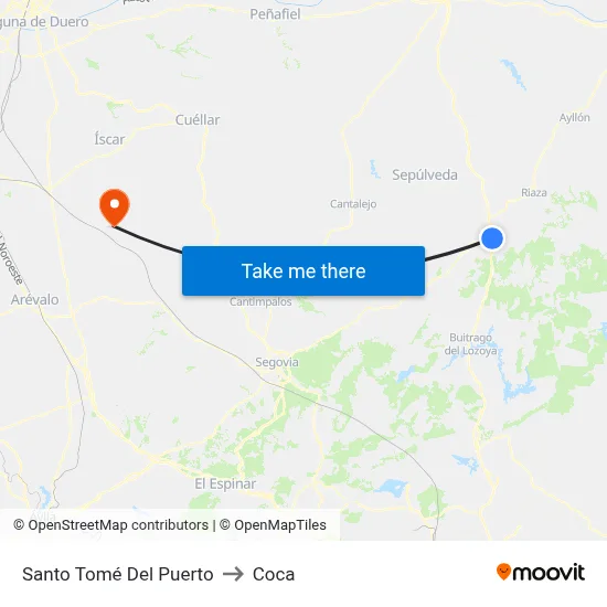 Santo Tomé Del Puerto to Coca map