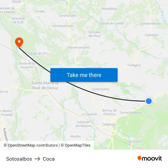 Sotosalbos to Coca map