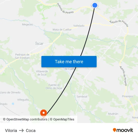 Viloria to Coca map