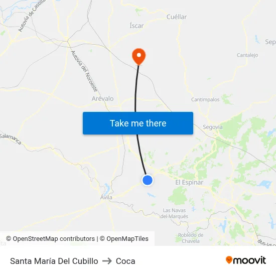 Santa María Del Cubillo to Coca map