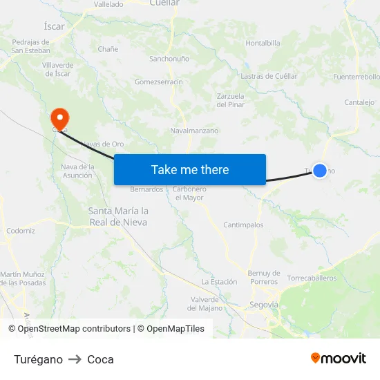 Turégano to Coca map