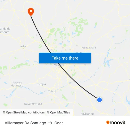 Villamayor De Santiago to Coca map