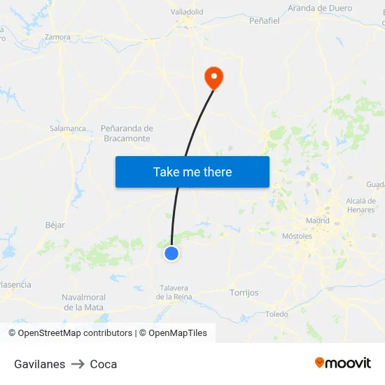 Gavilanes to Coca map