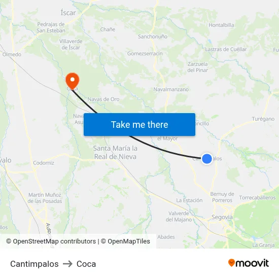 Cantimpalos to Coca map