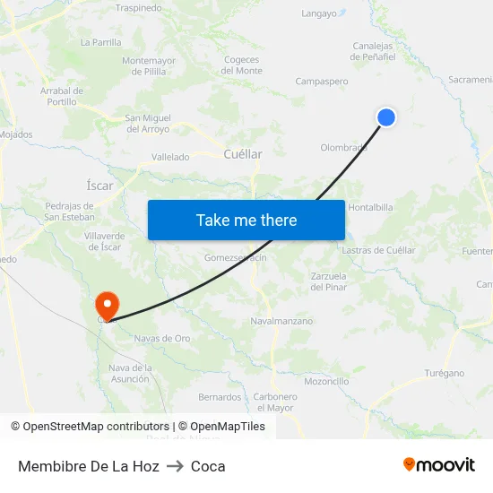 Membibre De La Hoz to Coca map