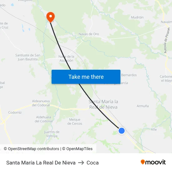 Santa María La Real De Nieva to Coca map