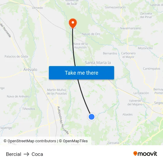 Bercial to Coca map
