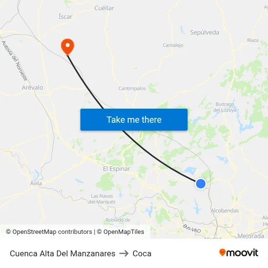 Cuenca Alta Del Manzanares to Coca map