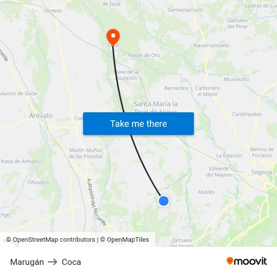 Marugán to Coca map