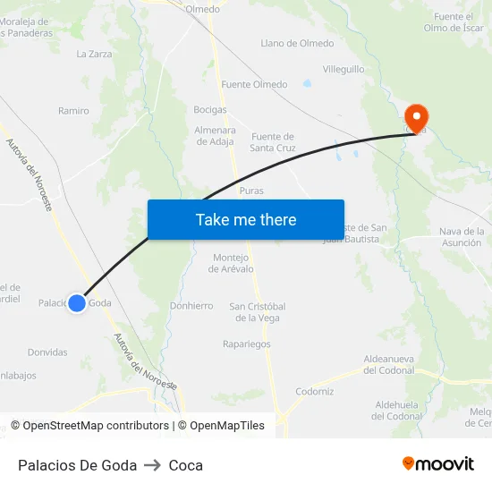 Palacios De Goda to Coca map