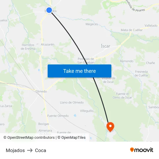 Mojados to Coca map