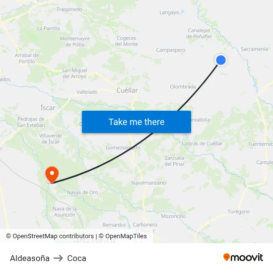 Aldeasoña to Coca map