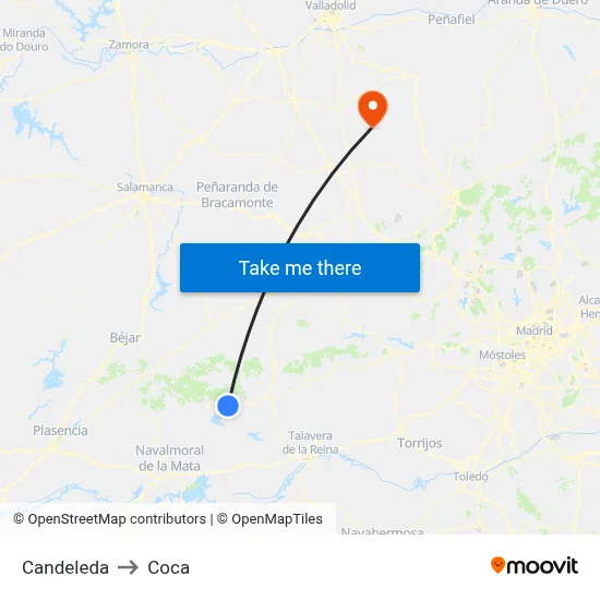 Candeleda to Coca map