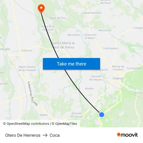 Otero De Herreros to Coca map