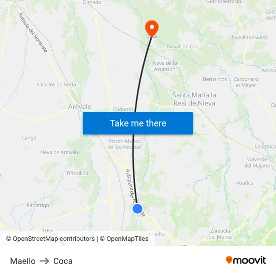 Maello to Coca map
