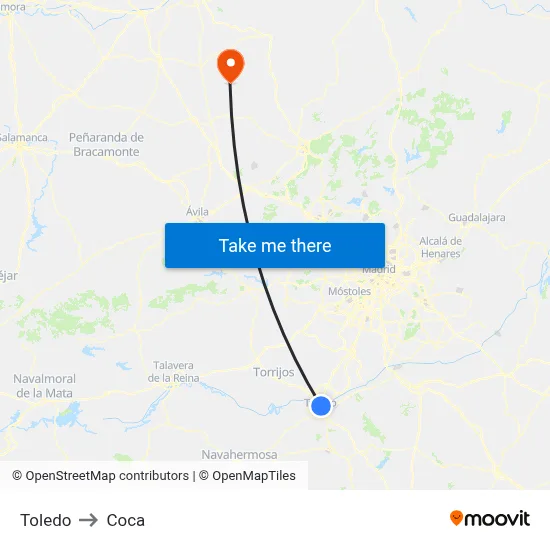 Toledo to Coca map