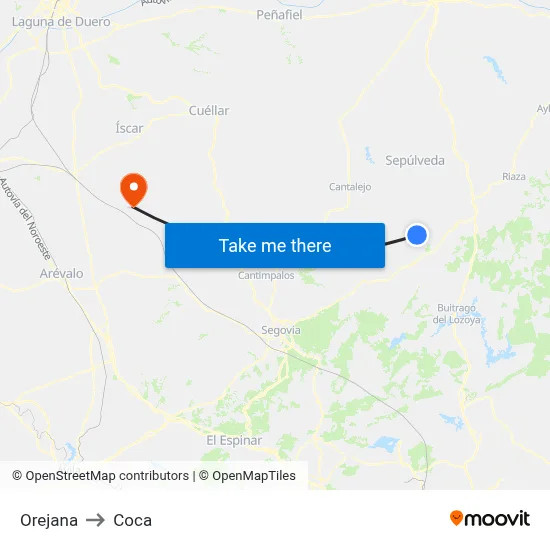Orejana to Coca map