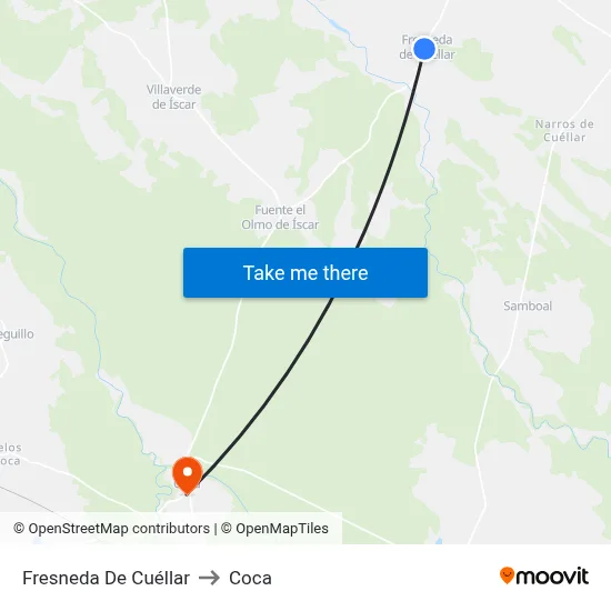 Fresneda De Cuéllar to Coca map