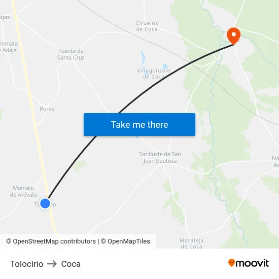 Tolocirio to Coca map