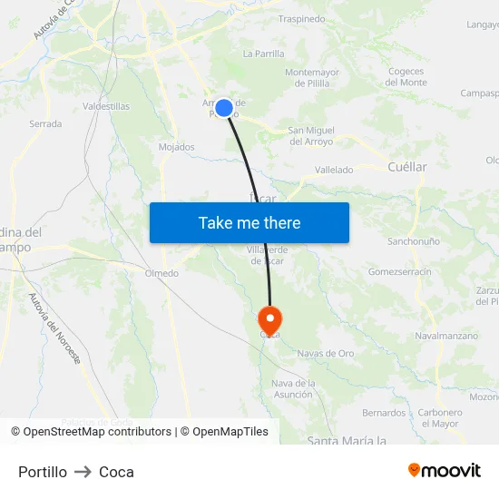 Portillo to Coca map