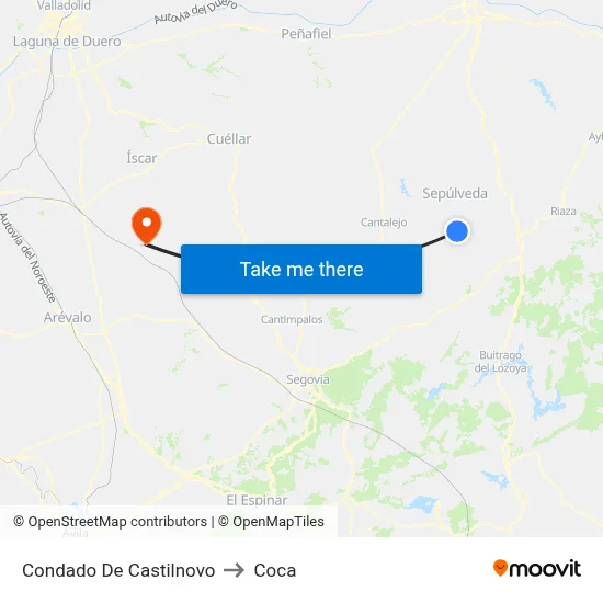 Condado De Castilnovo to Coca map