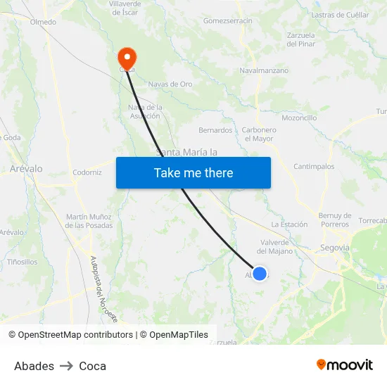Abades to Coca map