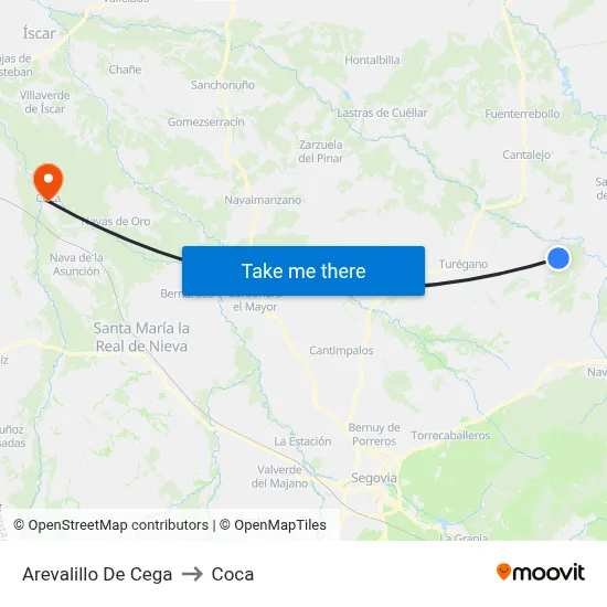 Arevalillo De Cega to Coca map