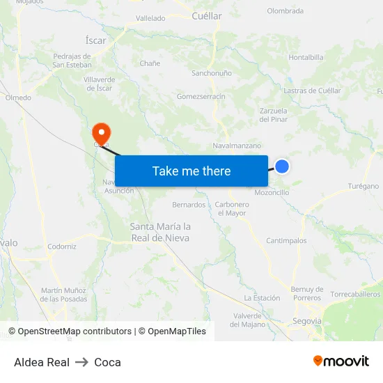 Aldea Real to Coca map