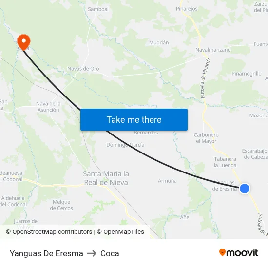Yanguas De Eresma to Coca map