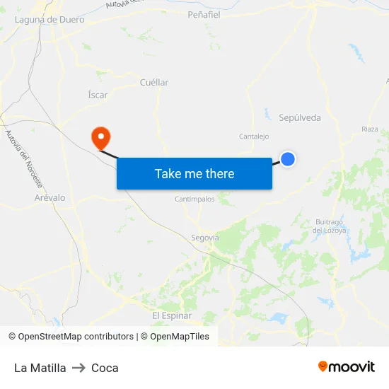 La Matilla to Coca map