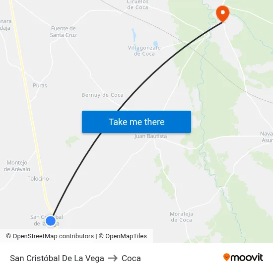 San Cristóbal De La Vega to Coca map